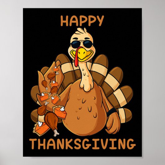 Happy Thanksgiving Turkije Gooien Voedsel Leuk Jon Poster (Voorkant)