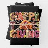 Happy Thanksgiving Turkije Grappig pompoenseizoen Inpakpapier Vel (In situ)