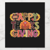 Happy Thanksgiving Turkije Grappig pompoenseizoen Wijn Etiket (Enkel label)
