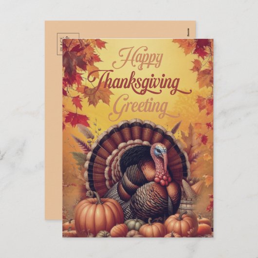  Happy Thanksgiving Turkije Groet Feestdagenkaart (Voorkant / Achterkant)