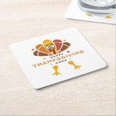 Happy Thanksgiving Turkije Herfst Vriendschapsfees Kartonnen Onderzetters (Schuin)