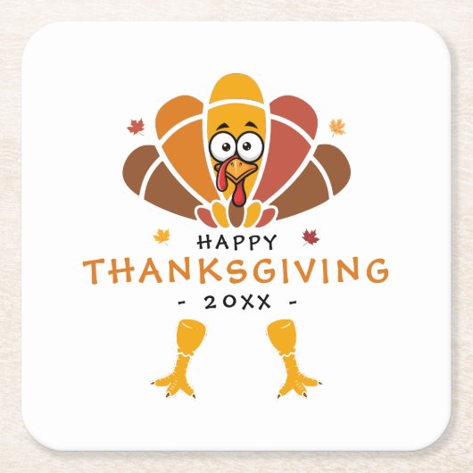 Happy Thanksgiving Turkije Herfst Vriendschapsfees Kartonnen Onderzetters (Voorkant)