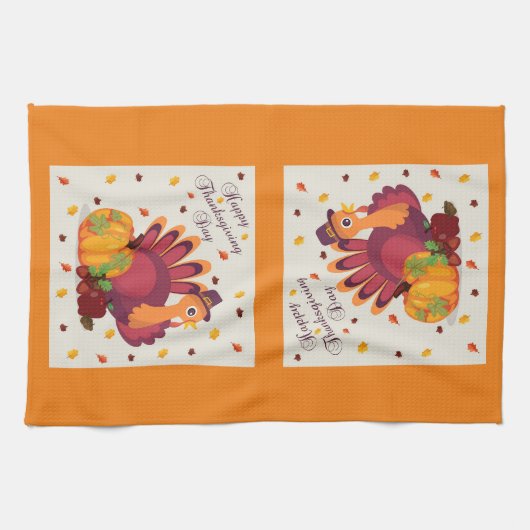 Happy Thanksgiving Turkije Keukenhanddoek (Horizontaal)