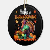 Happy Thanksgiving Turkije knuffelen Dinosaur Vrie Keramisch Ornament (Links)