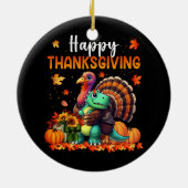 Happy Thanksgiving Turkije knuffelen Dinosaur Vrie Keramisch Ornament (Achterkant)