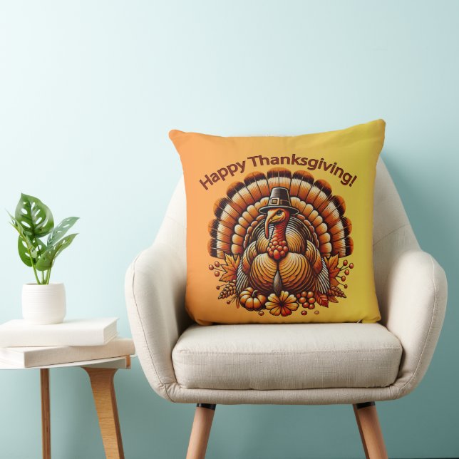 Happy Thanksgiving Turkije Kussen (Stoel)