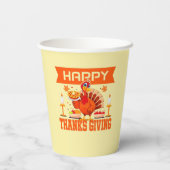 Happy Thanksgiving Turkije met Pie Papieren Bekers (Achterkant)