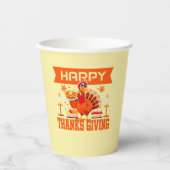 Happy Thanksgiving Turkije met Pie Papieren Bekers (Voorkant)