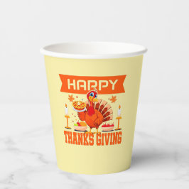 Happy Thanksgiving Turkije met Pie Papieren Bekers