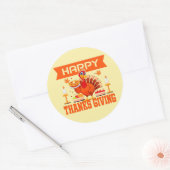 Happy Thanksgiving Turkije met Pie Ronde Sticker (Envelop)