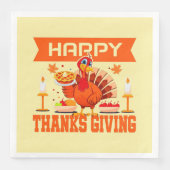 Happy Thanksgiving Turkije met Pie Servet (Voorkant)
