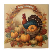 Happy Thanksgiving  Turkije met Pompoenen Tegeltje (Voorkant)