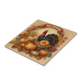 Happy Thanksgiving  Turkije met Pompoenen Tegeltje (Zijkant)