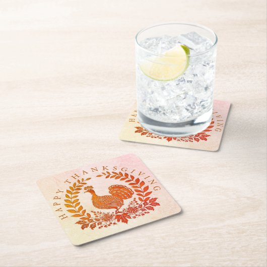 Happy Thanksgiving Turkije Papier Onderzetter (Insitu)