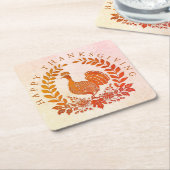 Happy Thanksgiving Turkije Papier Onderzetter (Schuin)