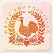 Happy Thanksgiving Turkije Papier Onderzetter (Voorkant)
