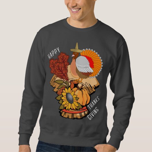 Happy Thanksgiving Turkije Pelgrim Vakantie Sweate Trui (Voorkant)