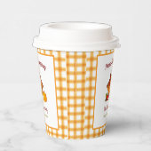 Happy Thanksgiving Turkije Pompoen Geel Plaid Papieren Bekers (Rechts)