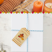 Happy Thanksgiving Turkije Pompoen Geel Sinaasappe Cadeaulabel