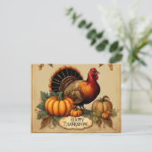 Happy Thanksgiving  Turkije, pompoenen Feestdagenkaart (Staand voorkant)