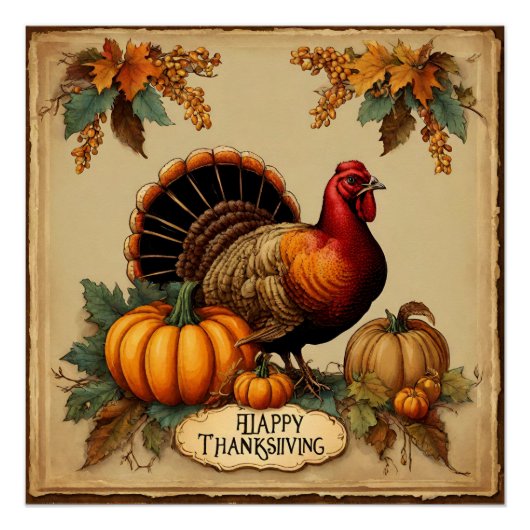 Happy Thanksgiving  Turkije, pompoenen Perfect Poster (Voorkant)