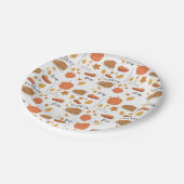 Happy Thanksgiving Turkije & Pompoentaart Papieren Bordje (Gekanteld)