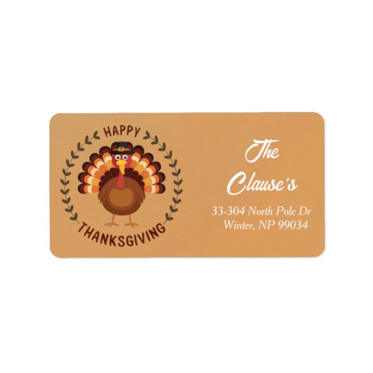 Happy Thanksgiving Turkije retour adres label (Voorkant)
