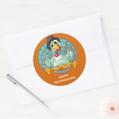 Happy Thanksgiving Turkije Ronde Sticker (Envelop)