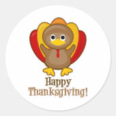 Happy Thanksgiving Turkije Ronde Sticker (Voorkant)