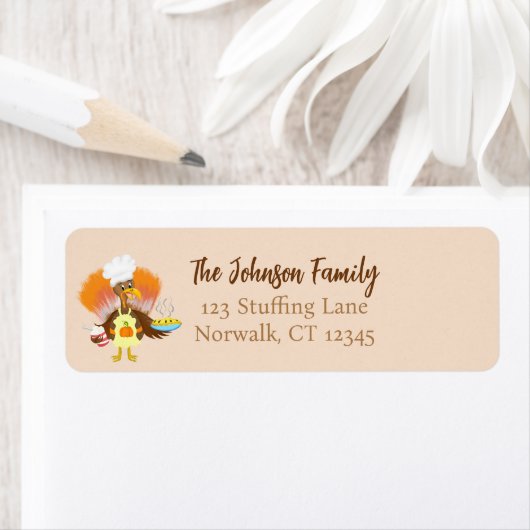 Happy Thanksgiving Turkije Serving Pie & Ice Cream Etiket (Insitu)