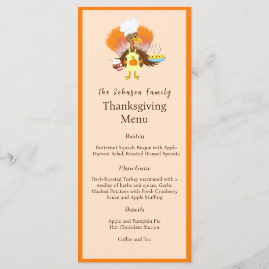 Happy Thanksgiving Turkije Serving Pie & Ice Cream Menu (Voorkant)