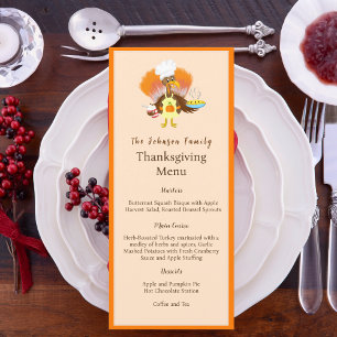 Happy Thanksgiving Turkije Serving Pie & Ice Cream Menu