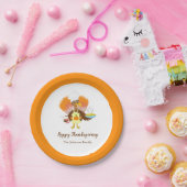 Happy Thanksgiving Turkije Serving Pie & Ice Cream Papieren Bordje (Feest)