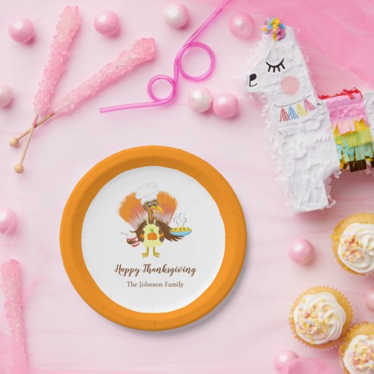 Happy Thanksgiving Turkije Serving Pie & Ice Cream Papieren Bordje (Feest)