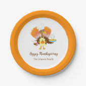 Happy Thanksgiving Turkije Serving Pie & Ice Cream Papieren Bordje (Voorkant)