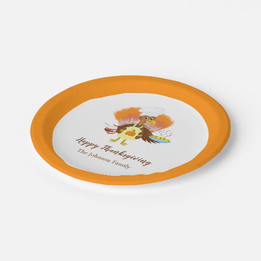 Happy Thanksgiving Turkije Serving Pie & Ice Cream Papieren Bordje (Gekanteld)