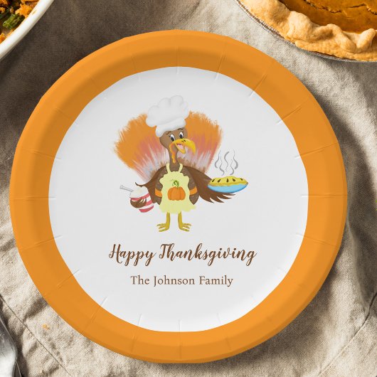 Happy Thanksgiving Turkije Serving Pie & Ice Cream Papieren Bordje