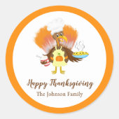 Happy Thanksgiving Turkije Serving Pie & Ice Cream Ronde Sticker (Voorkant)