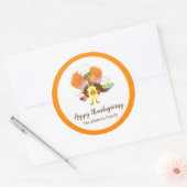 Happy Thanksgiving Turkije Serving Pie & Ice Cream Ronde Sticker (Envelop)