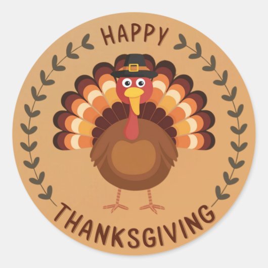 Happy Thanksgiving Turkije Sticker (Voorkant)