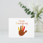 Happy Thanksgiving Turkije Tekening Feestdagenkaart (Staand voorkant)