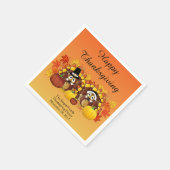 Happy Thanksgiving Turkije Uil Pelgrims Servetten (Hoek)