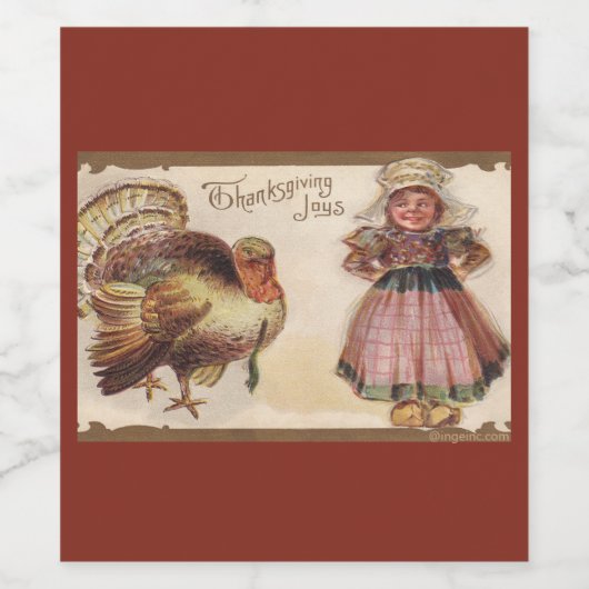 Happy Thanksgiving Turkije  Unique Wijn Etiket (Enkel label)