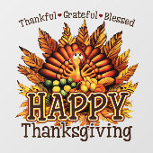 Happy Thanksgiving Turkije venster Cling Raamsticker (Vel)