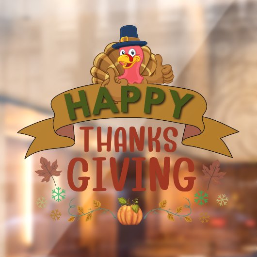 Happy Thanksgiving Turkije venster Cling Raamsticker (Vel 2)