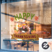 Happy Thanksgiving Turkije venster Cling Raamsticker (Cafe Raam)