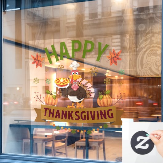 Happy Thanksgiving Turkije venster Cling Raamsticker (Cafe Raam)