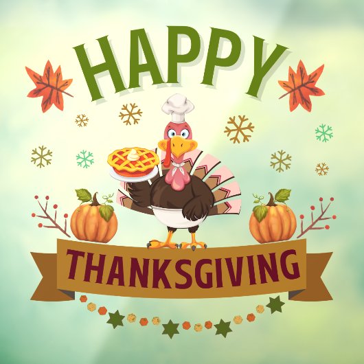Happy Thanksgiving Turkije venster Cling Raamsticker (Vel 3)