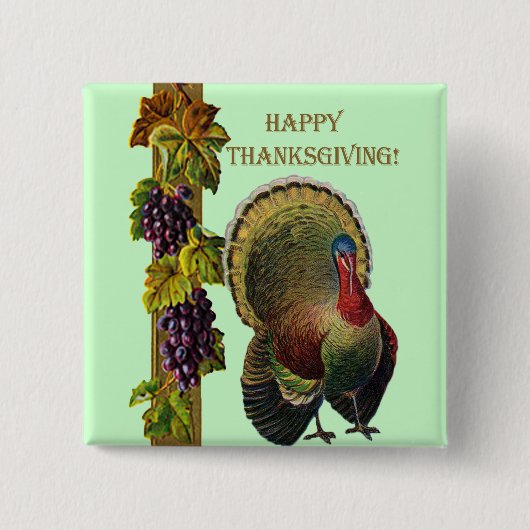  Happy Thanksgiving Turkije Vierkante Button 5,1 Cm (Voorkant)