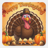 Happy Thanksgiving Turkije Vierkante Sticker (Voorkant)